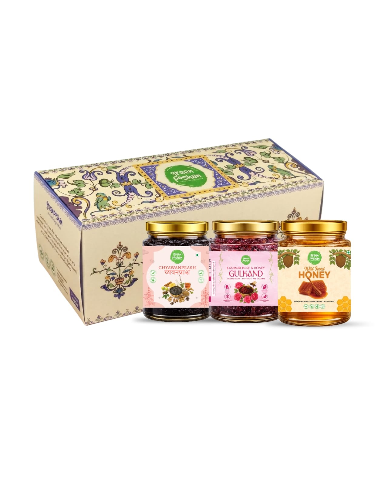 Kuch Meetha Hamper 600g — wild honey, gulkand rose preserve, Chyawanprash, Green Poshan Nagpur